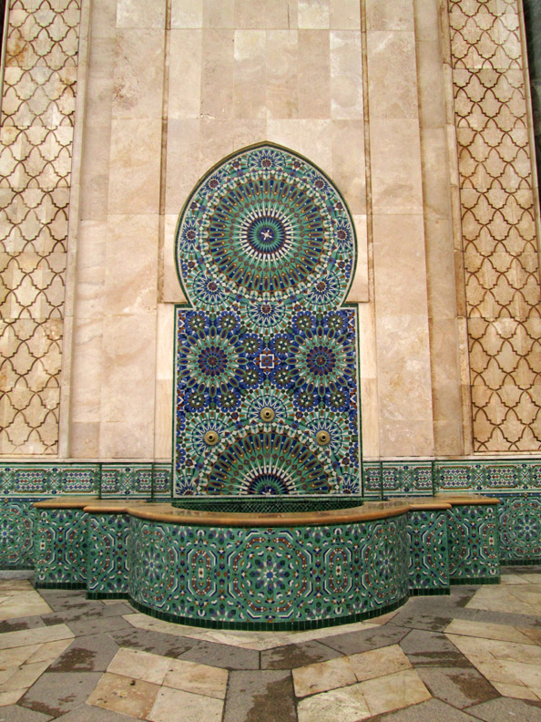 Ablution fountain of Hassan II Mosque in Casablanca, Morocco