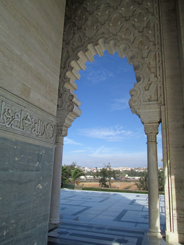 View from the doorway Mohammed V Mausoleum in Rabat Morocco