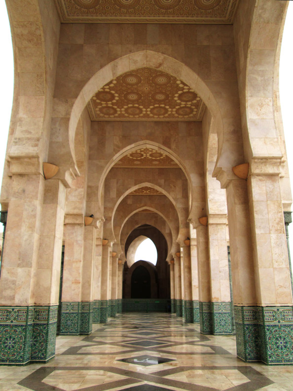 Walkway on the grounds of Hassan II Mosque in Casablanca, Morocco