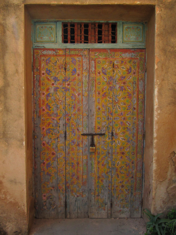 Door inside the Andalusian Gardens in Rabat Morocco
