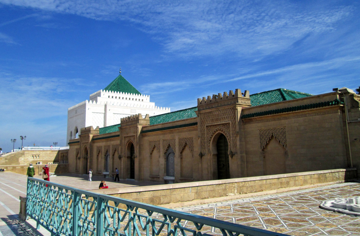 outside of the Mohammed V Mausoleum in Rabat Morocco