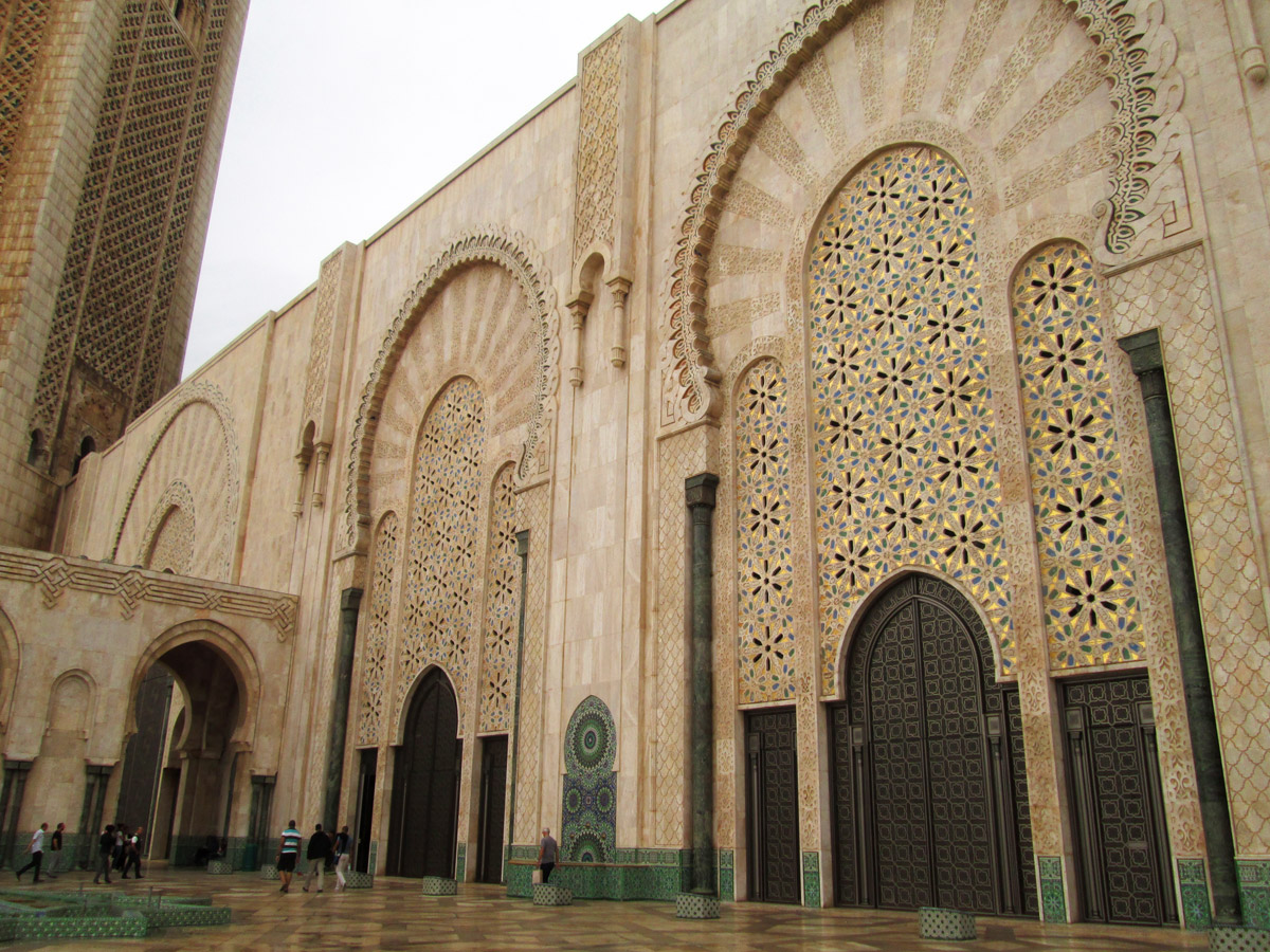 Exterior of Hassan II Mosque in Casablanca, Morocco