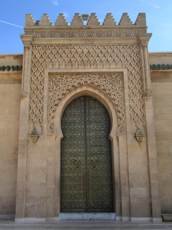 door near the outside of the Mohammed V Mausoleum in Rabat Morocco