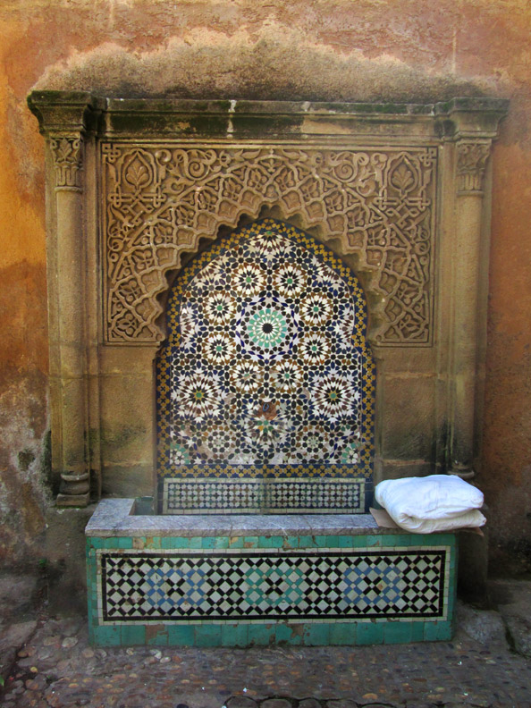 Fountain inside the Andalusian Gardens in Rabat Morocco