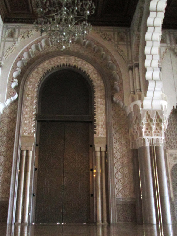 Door inside Hassan II Mosque in Casablanca, Morocco