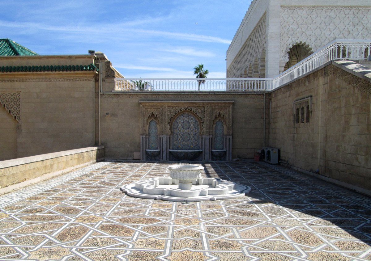 Fountain outside the Mohammed V Mausoleum in Rabat Morocco