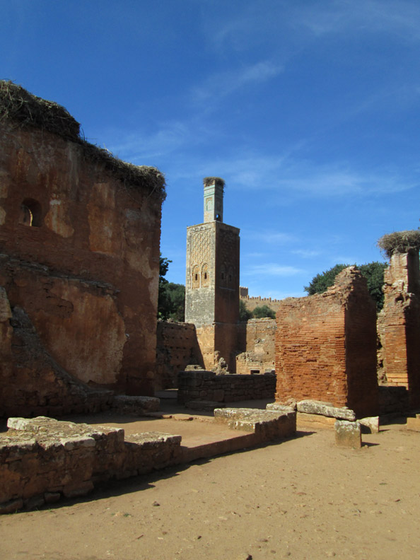 An old minaret inside the Chellah Necropolis in Rabat Morocco