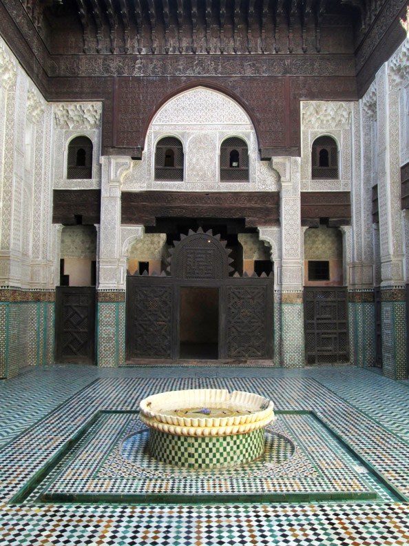 The central room in the Medersa Bou Inania in Meknes Morocco