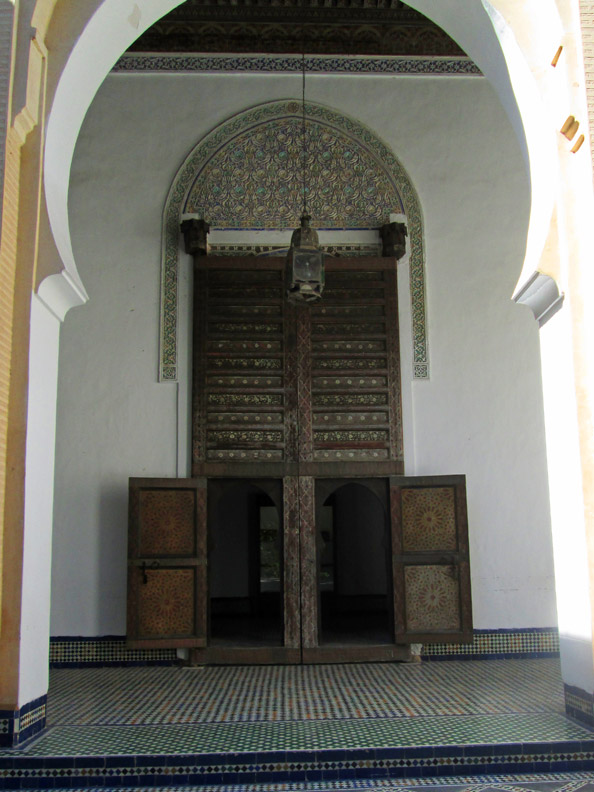 A wood door at the Musee Dar Batha  in Fes Morocco