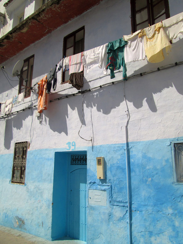 Clothes drying outside a house in Chefchaouen Morocco