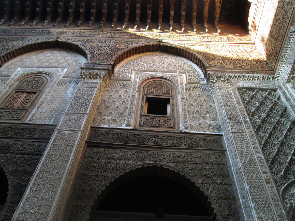 Central courtyard of Medersa el Attarine in Fes Morocco