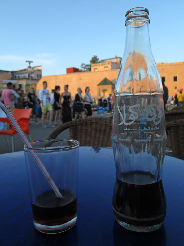 Enjoying a Coca-Cola In Place el Hedim in Meknes Morocco