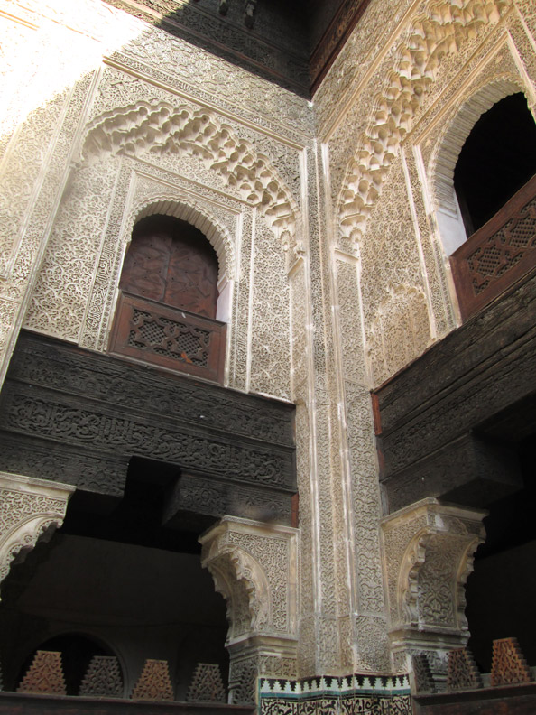 A stucco wall in the Medersa Bou Inania in Fes Morocco