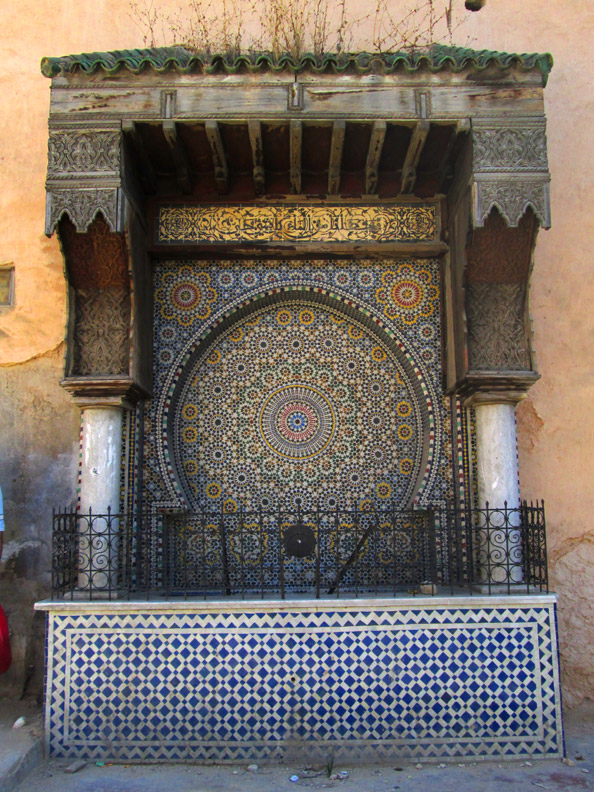 Zelij fountain in Meknes Morocco