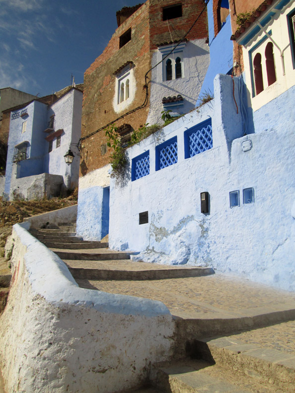 Staircase in the medina of Chefchaouen Morocco