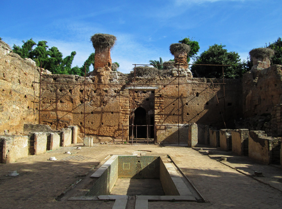 A room with a pool inside the Chellah Necropolis in Rabat Morocco