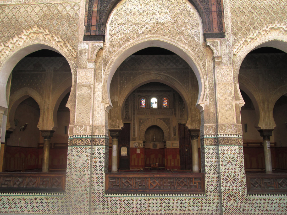 Mosque inside Medersa Bou Inania in Fes Morocco