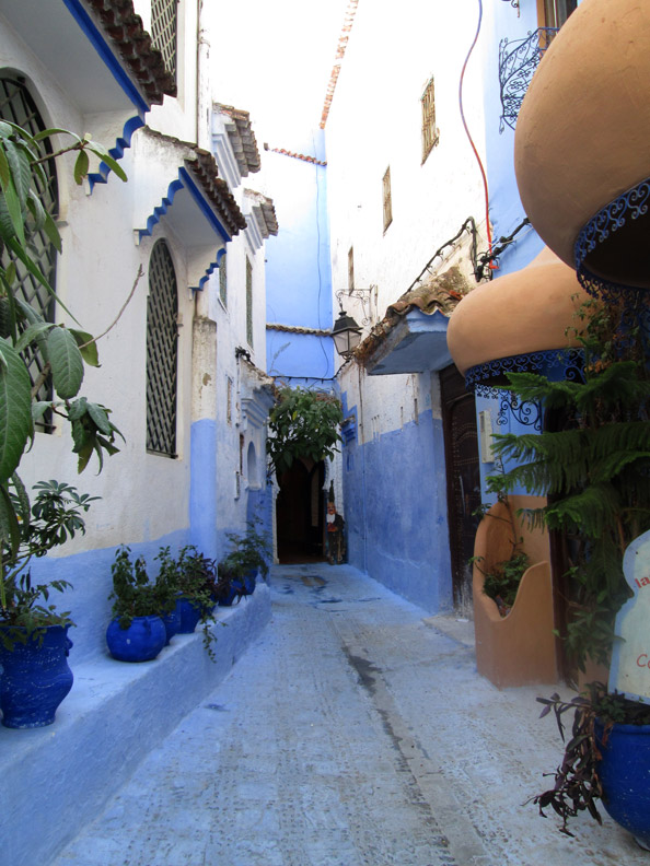 End of an alley in Chefchaouen Morocco