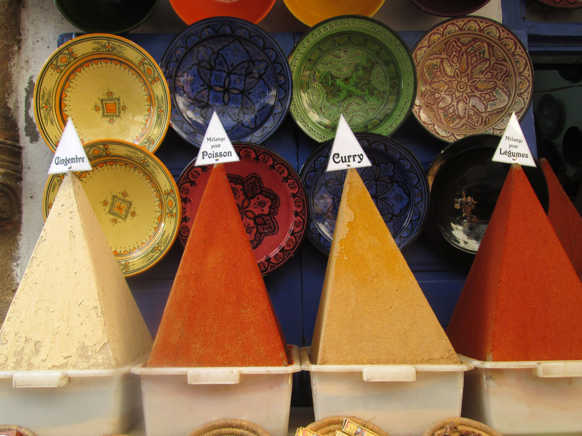 Spices for sale in Essaouira Morocco