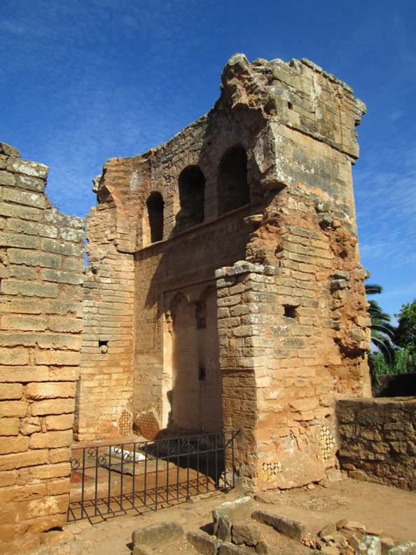 crumbling wall at the Chellah Necropolis in Rabat Morocco