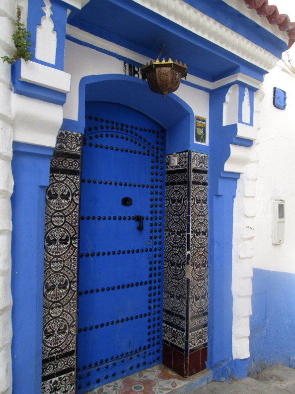 blue door in Chefchaouen Morocco