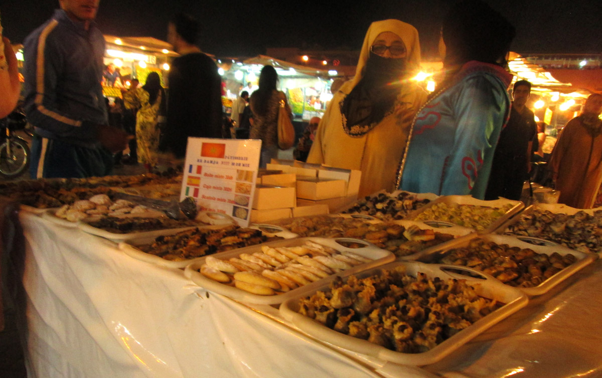 Sweets vendor in Jemaa El Fna in Marrakesh Morocco