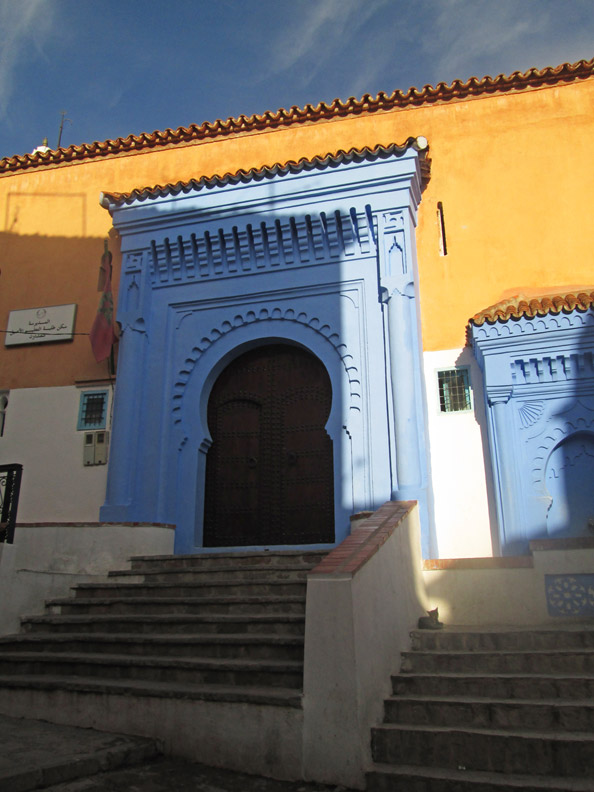 blue door in Chefchaouen Morocco