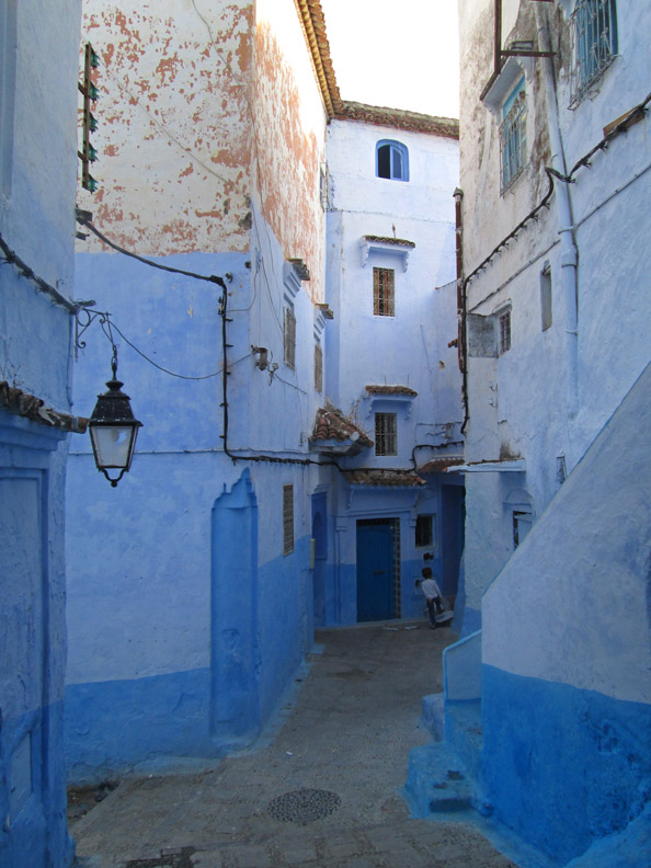 blue alley in Chefchaouen Morocco